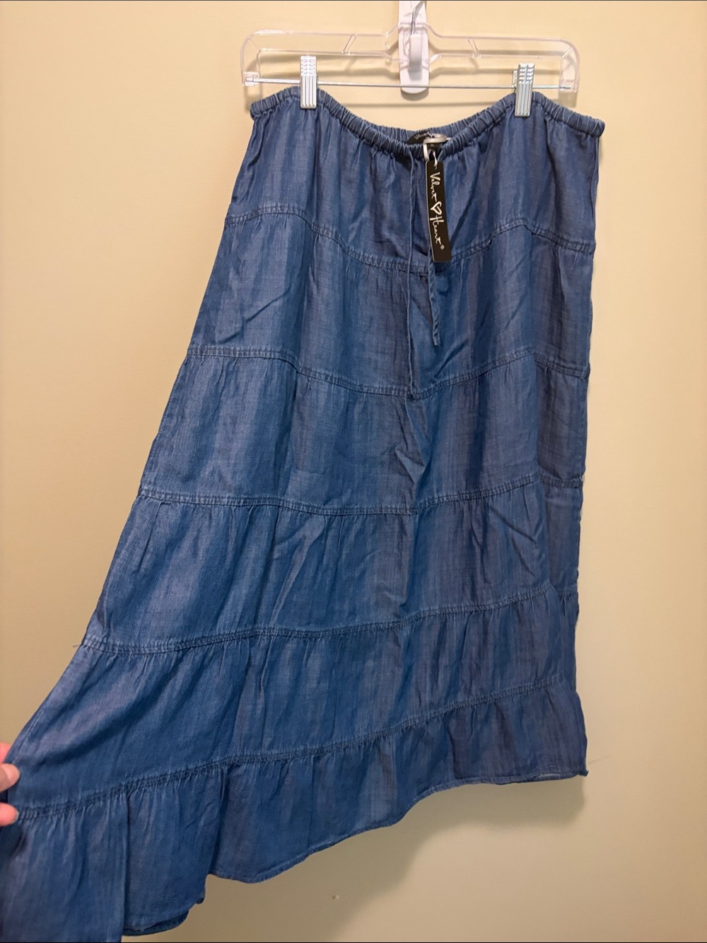 Velvet Heart Blue Tiered High-Low Maxi Skirt
